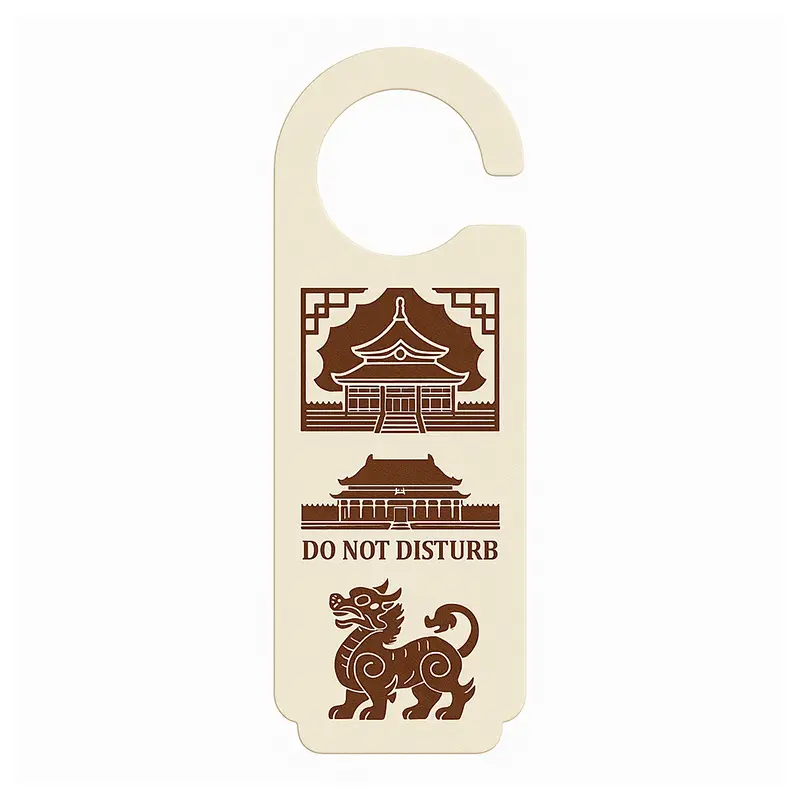 Chinese-style door hanger with temple illustration and Do Not Disturb text