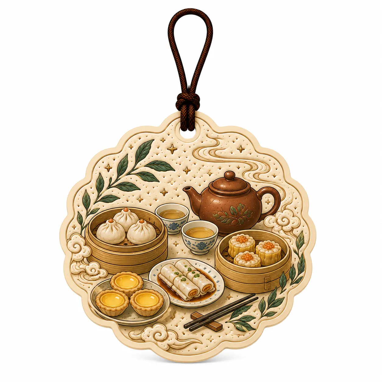Aromatizador suspenso de ambiente para chá dim sum oriental